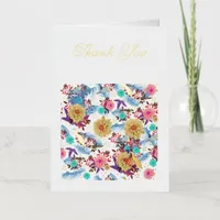 Tropical Birds Floral Botanical Thank You Card