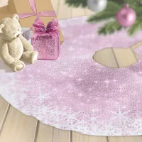 Snowflake Glitter and Shine Pink ID671 Brushed Polyester Tree Skirt
