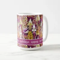 Magenta Gold Christmas Merry Pattern#25 ID1009 Coffee Mug