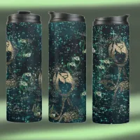 Beautiful turquoise Thermal Tumbler with roses
