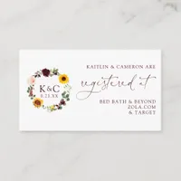 Wedding Registry Cards Sunflower Burgundy Roses