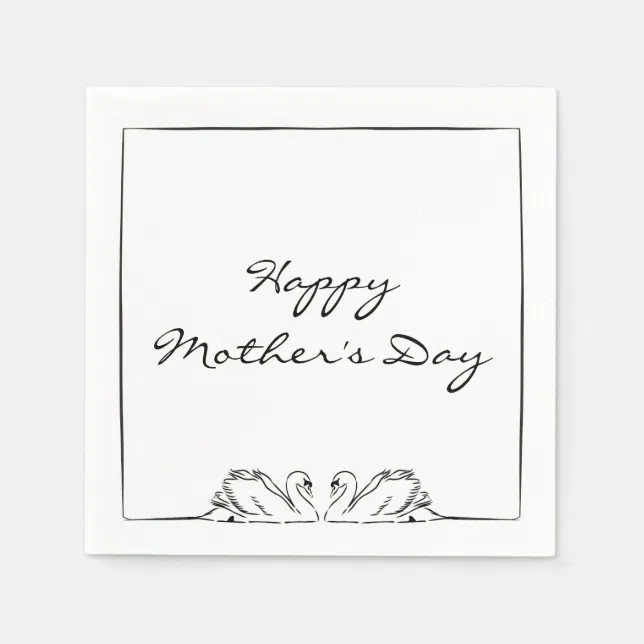 Simple Timeless Handwritten Swan Mother's Day   Napkins