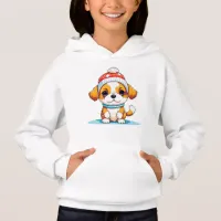 Cute Chibi Kawaii Cartoon Christmas Puppy Dog Hoodie