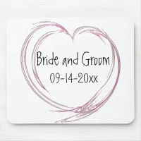 Pink Abstract Heart Wedding Mouse Pad