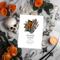 Orange Floral Gothic Wedding QR Code Invitation