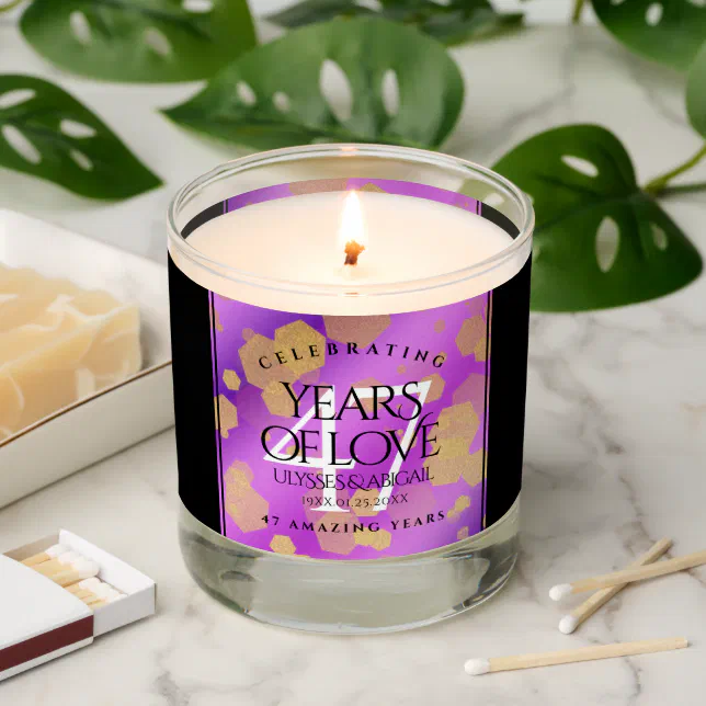 Elegant 47th Amethyst Wedding Anniversary Scented Candle