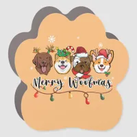 Merry Woofmas Typography Car Magnet