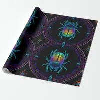 Vibrant Neon Scarab  Wrapping Paper