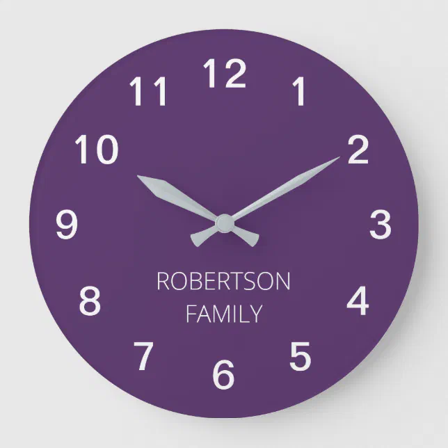 Personalized Minimalist Dark Purple Wall Clock