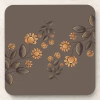 Golden Flowers Beverage Coaster