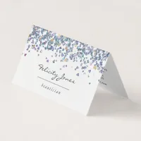 Faux Holographic Heart Glitter Business Card