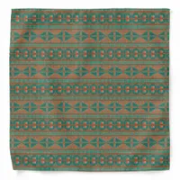 Southwestern Copper Teal Geometric Pattern Bandana