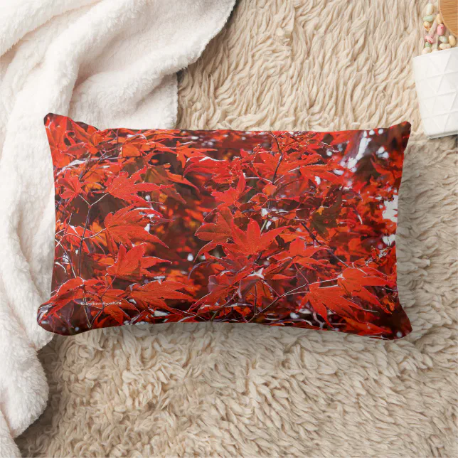 Japanese Red Maple Leaves Lumbar Pillow