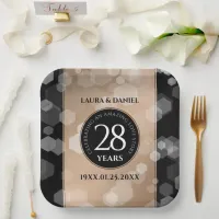 Elegant 28th Linen Wedding Anniversary Celebration Paper Plates