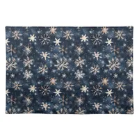 Simple Dark Blue with Snowflakes Cloth Placemat