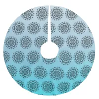 Personalized Aqua Blue Mandala Christmas Skirt Brushed Polyester Tree Skirt