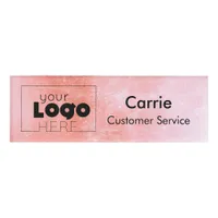 Rose Gold Faux Foil Employee Staff Name Logo Badge