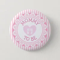 Mommy to Be Pink Heart Baby Shower Button