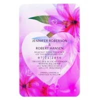 Purple Hibiscus Flowers Heart Dewdrops Wedding Magnet