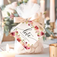 Burgundy Merlot Floral Wedding With Love Favor Tags