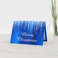 Sparkly Icicles Royal Blue Foil Family Photo Holiday Card