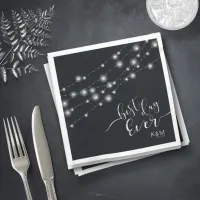 Modern String Lights Best Day Ever B&W ID585 Napkins