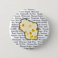 Wisconsin Cities Cheese Head Button