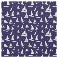 Sailboats Blue White Nautical Pattern Fabric