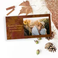 Brown Colored Leaves Autumn Greetings Photo Card