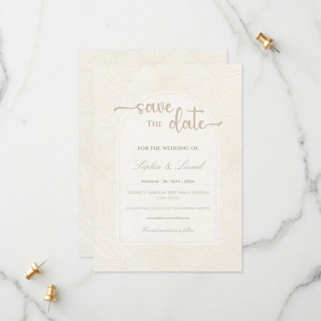 Elegant Minimal Off White Wedding Save The Date