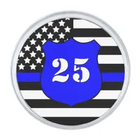 [Thin Blue Line] Service Anniversary or Monogram Silver Finish Lapel Pin