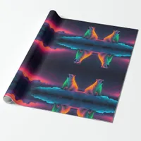 Silent Majesty: Polar Bear Under Northern Lights Wrapping Paper