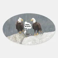 Funny Eagles and Seagull Oval Sticker