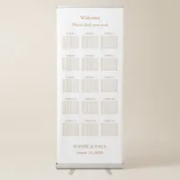 White Golden Beige 15 Table Seating Chart Retractable Banner