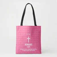 Pink Ethnic Pattern Bible Chapter Verse Christian Tote Bag