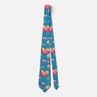 Multicolored Watercolor Hearts Neck Tie