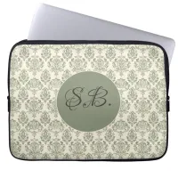 Green Damask Laptop Sleeve