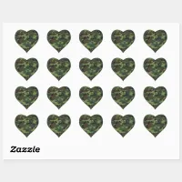 Military Green Camouflage Heart Sticker