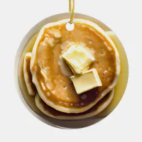 Buttered Pancakes Pun Christmas  Ceramic Ornament