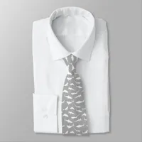 Grey and White Shark Pattern Neck Tie