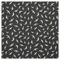 Black and White Flying Bird Pattern Fabric