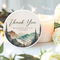 Watercolor Mountains Pine Forest Wedding Thank You Mini Candle Favors