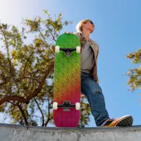 Diag Rainbow Gradient Floral Pattern Red Green Skateboard Deck