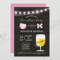 Rustic backyard Beer and Diaper Baby Girl Shower Invitation