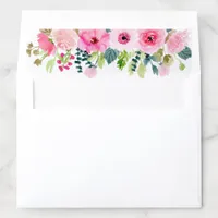 Pink Delight Watercolor Floral Flowers Wedding Envelope Liner