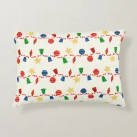 Beaded garland with retro Christmas ornaments Accent Pillow