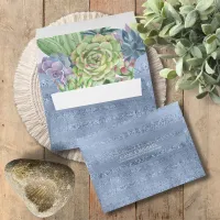 Succulents and Sparkle Wedding Blue ID515 Envelope