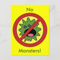 No Monsters Sign Postcard