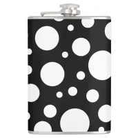 White Polka Dots on Black | Flask