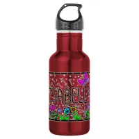 Isabella, Girl's Name Whimsical Art  Stainless Steel Water Bottle